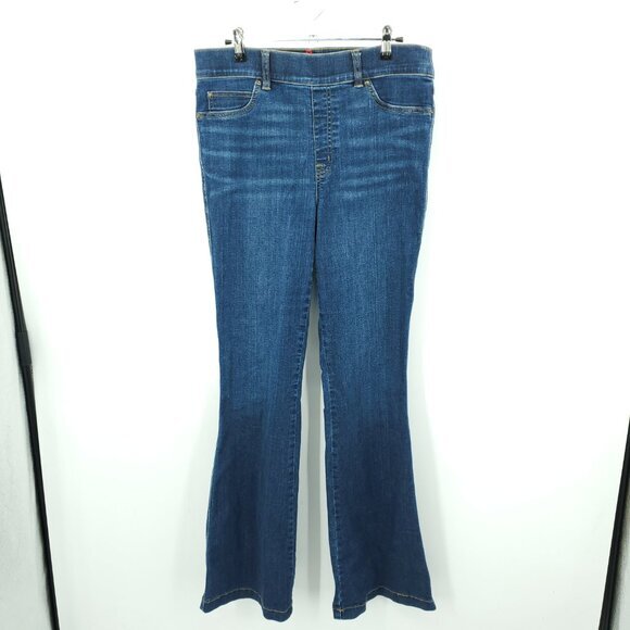 SPANX Pull-On Flare Jeans L Midnight Shade Blue - Picture 3 of 14